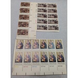 USPS Postage Stamp Lot 1975 1976 Christmas Bicentennial Ghirlandaio Plate Blocks